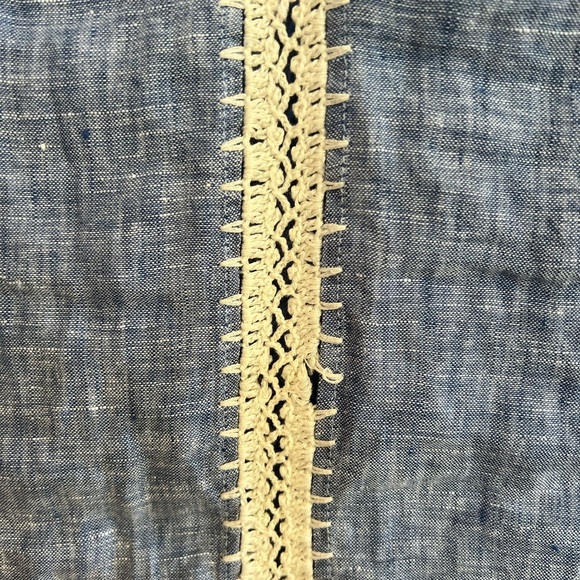 Joie Warby 100% Linen Blue Tunic Dress Cover Up with Embroidery,  XXS - Picture 7 of 11